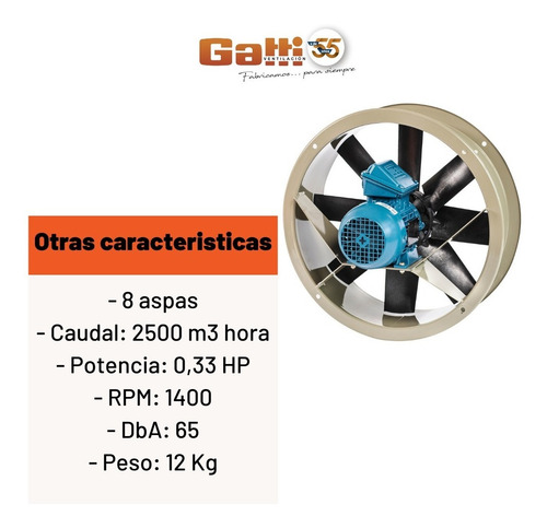 Imagen 6 de 10 de Extractor De Aire Axial Industrial 35 Cm Para Conducto Gatti Ventilación