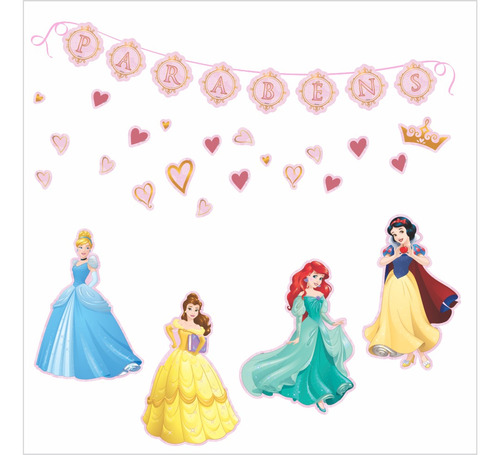 Kit Decorativo Grande Com Painéis E Faixa - Princesas Disney