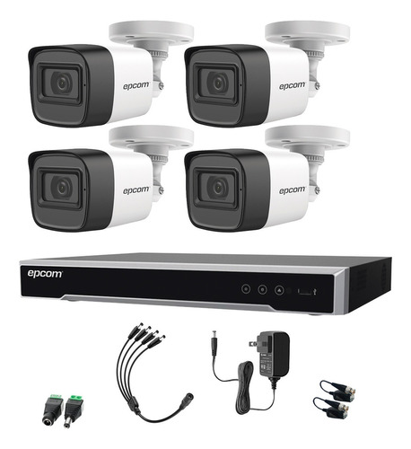 Epcom Kit de Camaras de Seguridad Exterior Metalicas con Micrófono Integrado Modelo B50KIT-PLUS-SC Video Vigilancia TurboHD 1080p CCTV 4 Cámaras Bala