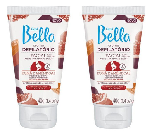 Creme Depilatorio Depil Bella Facial Roma 40g - Kit Com 2un