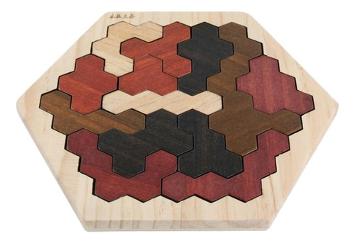 Nuevo Madera Hexagonal Tangram Puzle 3d Color Madera Color