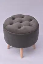 Comprar Puff Capitone Gris Oscuro Botones. Redondo En Pana Banqueta