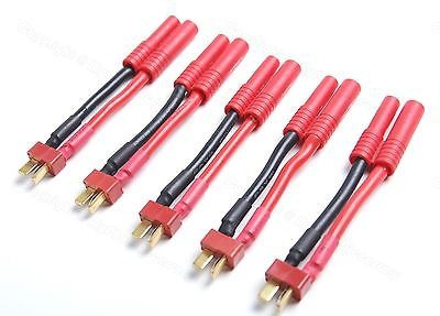 Pack(5) Enchufe Macho A 4mm Bala Conector Adaptador 12awg Pa