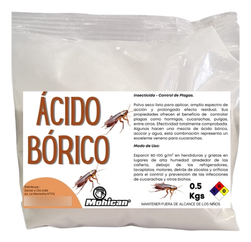 Ácido Bórico (mata Cucarachas) Mohican Bolsa 1/2 Kg