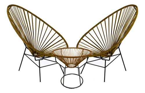 Sillas Acapulco Clásica Con Mesa Personalizable Ikapali Color Dorado Oscuro Liso