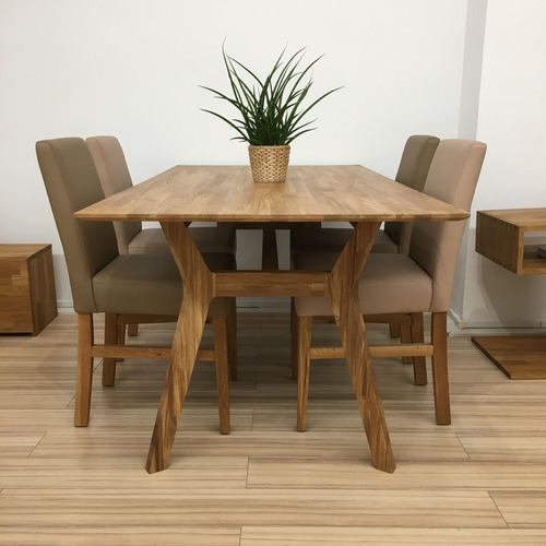 Imagen 6 de 9 de Mesa De Comedor 100% Madera Roble Ref: Maciza20