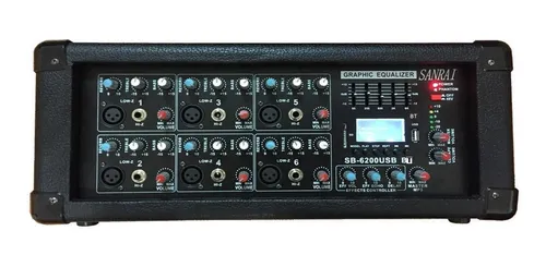 comprar Consola Mixer Potenciada Sanrai 6 Canales Bluetooth Usb.