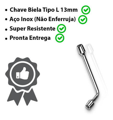 Imagem 5 de 7 de Ferramenta Chave Biela Tipo L 13mm Uso Doméstico Original
