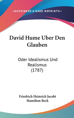 Libro David Hume Uber Den Glauben: Oder Idealismus Und Re...