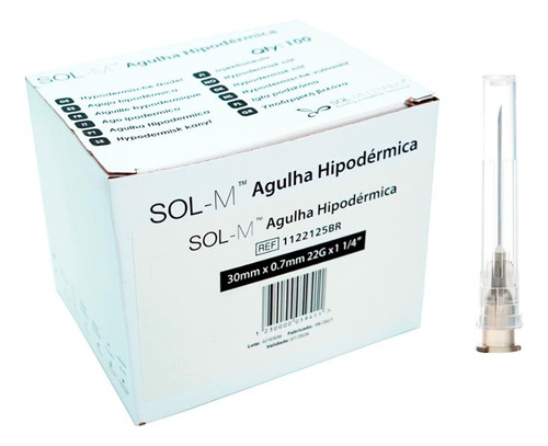 Aguja hipodérmica negra 30x0.7 mm Cx 100 Un