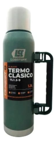 Termo Acero Inox 1.3 Lt Frio Calor Lusqtoff Tapón Cebador Mm Color Verde