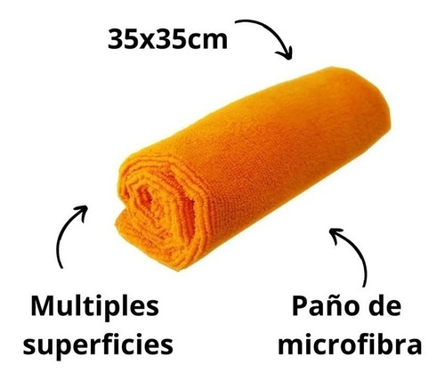 Imagen 2 de 2 de Paño Microfibra Hogar Múltiples Superficies 35x35 Cm Naranja