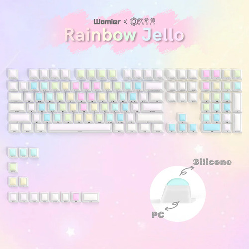 Womier Rainbow Jello 126-key Cherry Silicone+pc Keycap Set