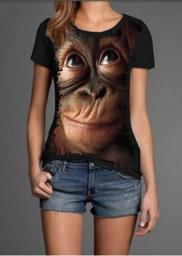 Blusa Fem. 5%off Animal Macaquinho Exclusiva Diferente Top