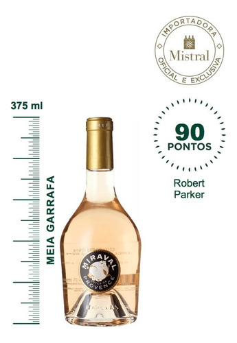 Vinho Côtes De Provence Aoc Rosé 2021 Miraval Meia Gfa 375ml