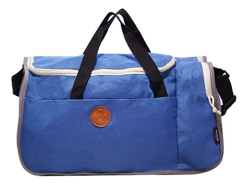Bolso Plegable Unicross Amplio Poliester Gris Con Azul