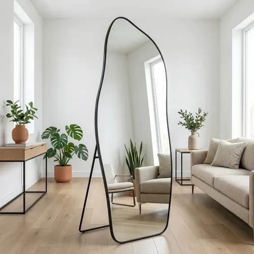 Espelho Magnus 170x70cm Orgânico Lopazzi Retrô Grande Luxo Preto