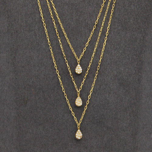 Imagen 3 de 4 de Collar Oro Amarillo, 10k 3.0 Gramos, Motivo Triple Gota.