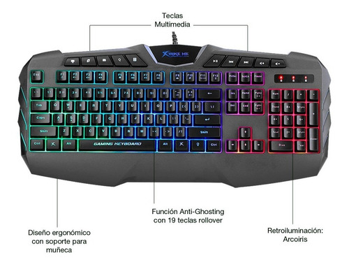 Kit De Teclado Y Mosue Gamer Retroiluminado Xtrike Me Mk-880