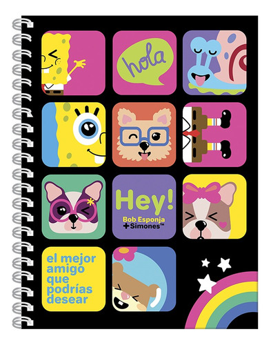 Cuaderno Mooving A4 Tapa Dura Simones + Bob Esponja 120 Hs Color Modelo 2