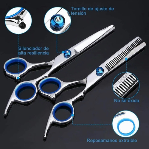 Imagen 8 de 9 de Set Tijera Cortar Pelo Entresacadora Cabello Peluquería