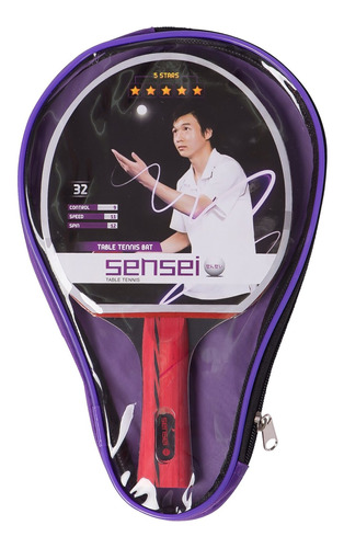 Imagen 1 de 1 de Paleta de ping pong Sensei 5 Star negra y roja
