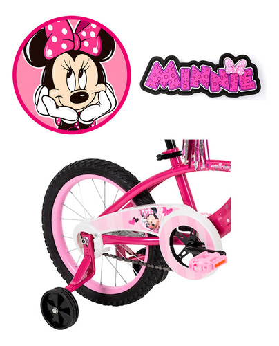 Bicicleta 16 + Scooter Plegable Luz Led Minnie Disney Huffy Color Rosa