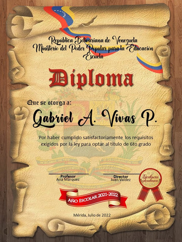 Diploma De Sexto Grado Editable