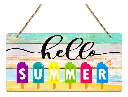 Waahome Hello Summer - Letrero Para Puerta De 6.0 X 12.0in,