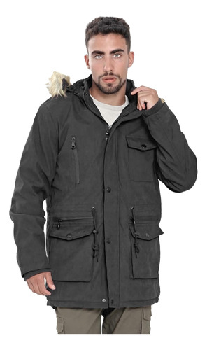 Campera Parka Abrigada Capucha Hombre Con Piel Importada