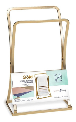 Suporte Porta Toalha De Bancada P/ Lavabo Banheiro Dourado Dourado