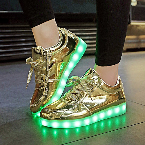 tenis de led dourado feminino