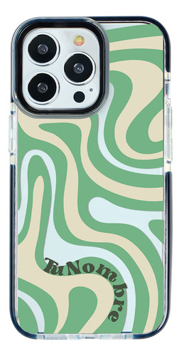 Funda Para iPhone Con Tu Nombre Para Mujer Curvas Verde