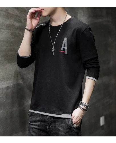 Camiseta De Manga Larga Con Estampado Casual Y Corte Ajustad