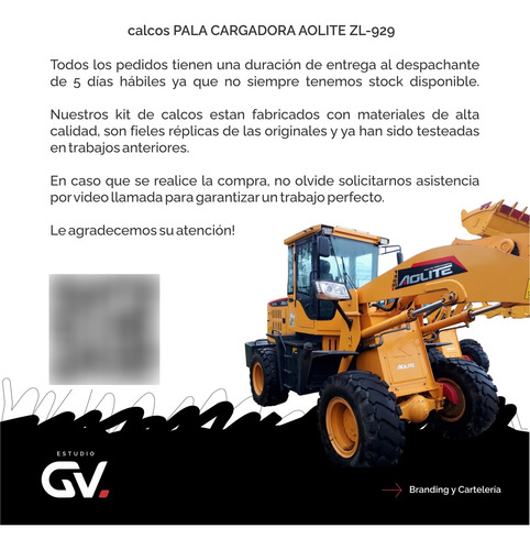 Kit De Calcos Simil Original Pala Cargadora Aolite Zl-929