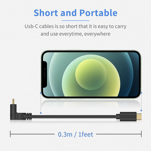 Cable Usb C A Usb C De 90 Grados De Poyiccot, 1 Pie, Tipo C