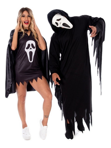 Kit 2pçsfantasia Panico Casal Halloween Masculino E Feminino