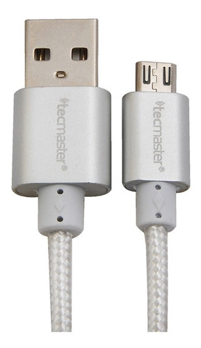 Cable Micro-usb 2,5 Metros Textil Reforzado Tecmaster Color Gris