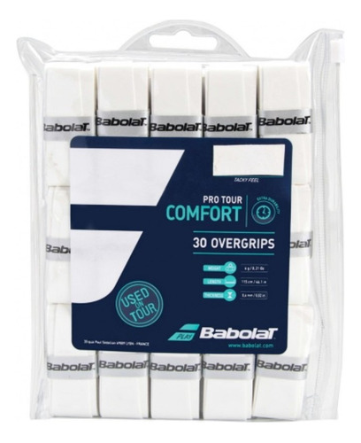 Overgrip Babolat Pro Tour Pack Com 30 Unidades Branco