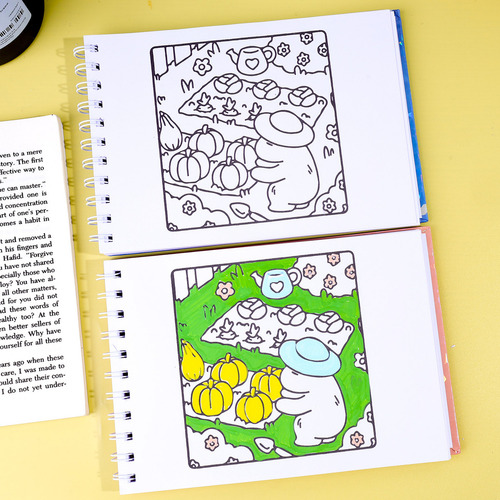 4 Libros Para Colorear Capibaras C/24 Colores Lápices