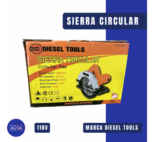 Sierra Circular Marca Diesel Tools. Dt-ft901