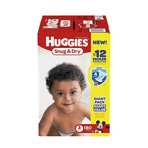 Huggies Snug & Dry Pañales, Tamaño 3, 180 Conde (el Embalaje