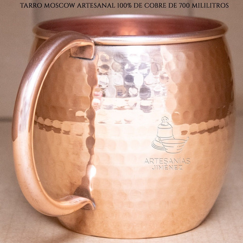 Imagen 2 de 5 de Tarro De Cobre Moscow Mule Martillado Artesanal 700 Ml Full