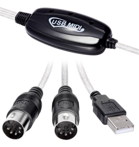 Imagem 3 de 4 de Cabo Midi Usb 2m P/ Teclado Pedaleira Modulo Korg Yamaha Pc
