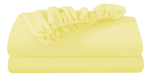 Sabana De Cajon Ajustable De Microfibra Diferentes Tamaños Amarillo Individual Liso