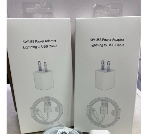 Cargador Cubo + Cable Compatible iPhone 5 Se 6 6+ 6s 7 8 5w Color Blanco
