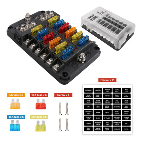 Caja De Fusibles Con Bus Negativo, Bloque Portafusibles