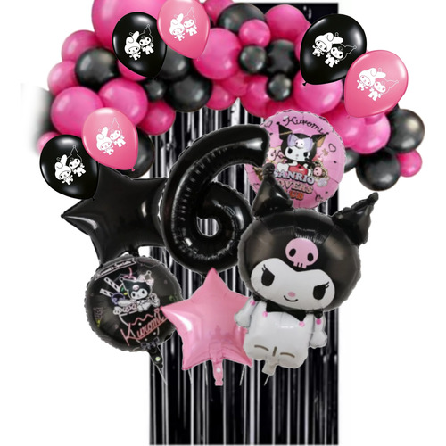 Guirnalda Globos Kuromi Número Grande Cortina Kawaii Kitty 