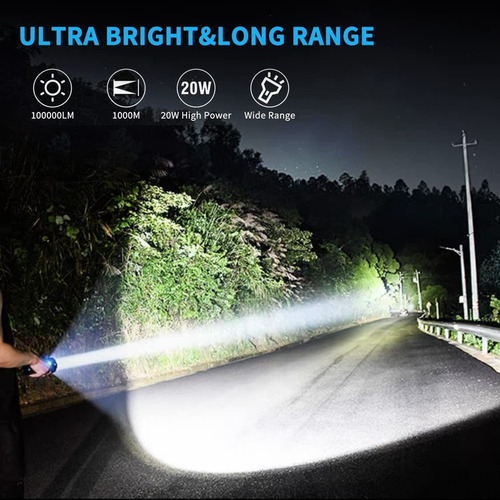 // Linterna 100000 Lumen Linternas Tácticas Recargables Y