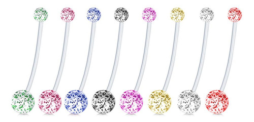 8x Anillos Barra Stud Botón Para Cuerpo Vientre 1.6mm 14g